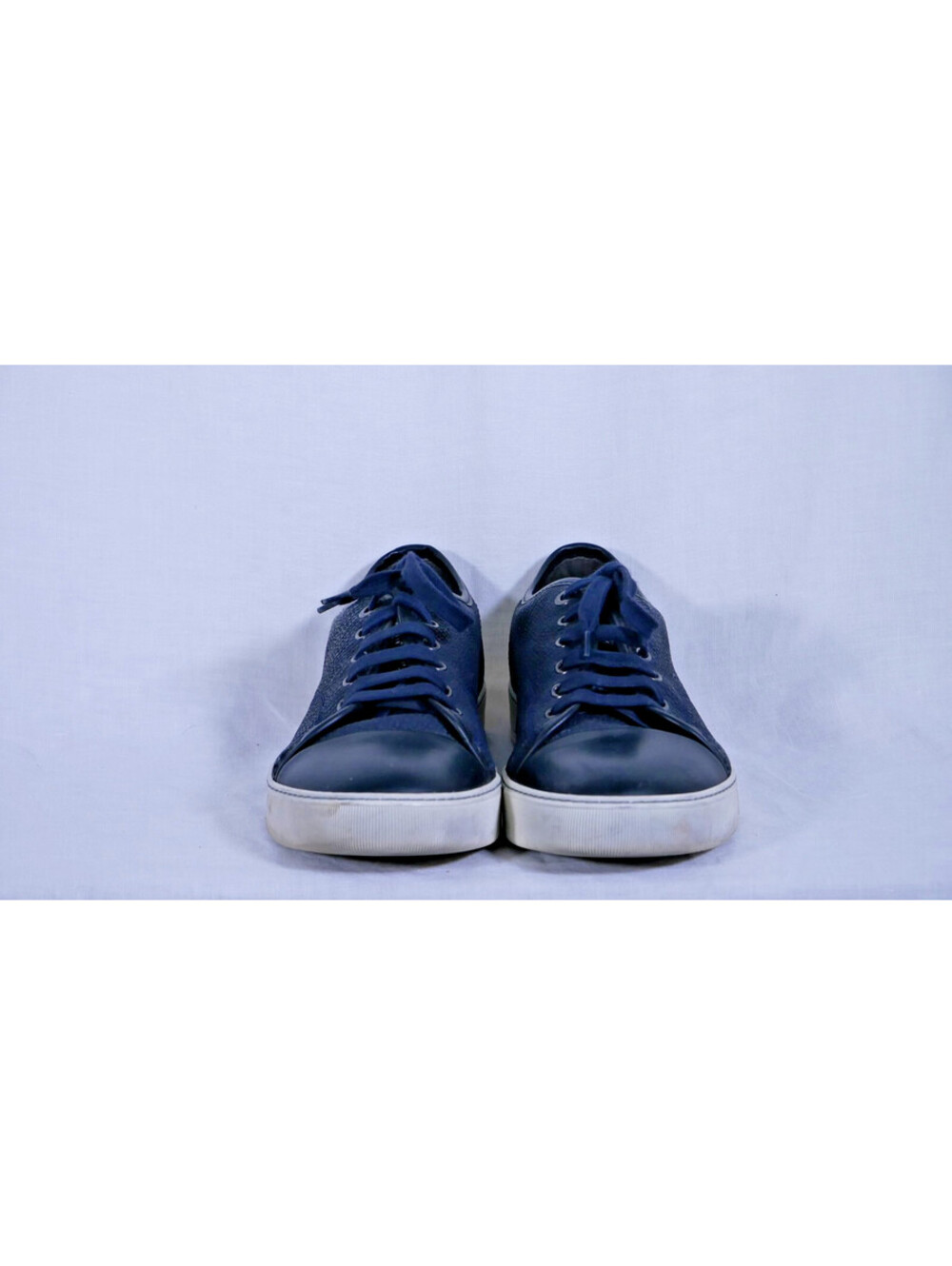 Lanvin Navy Textured Leather DBB1 Low Top Sneakers Size 11